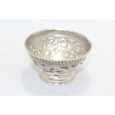 Handmade Dish Bowl Oxidized 925 Sterling Solid Silver India Hand Engraved I